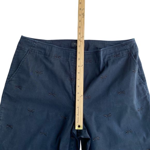 Talbots Women's Cropped Pants 16 Navy Embroidered Dragonflies Straight Leg - Picture 5 of 7